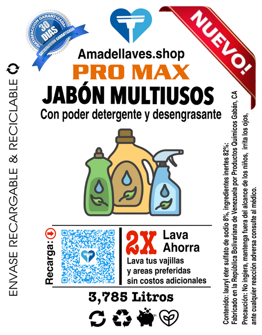 Jabón Multiuso 3 en 1 Pro Max - Refill 3,785 litros
