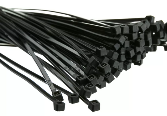 Tirraje Amarre Plástico Cable 30 Cm y 3,6 mm Negro/Blanco - 100 Und.