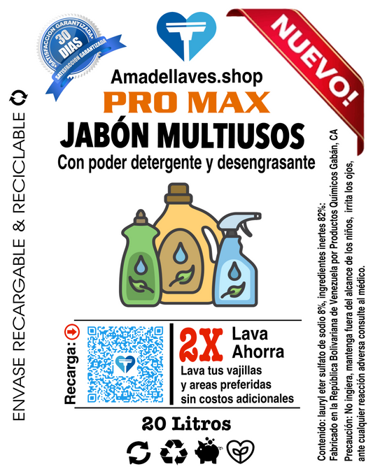 Recargables 20 L - Jabón Multiuso 3 en 1 Pro Max