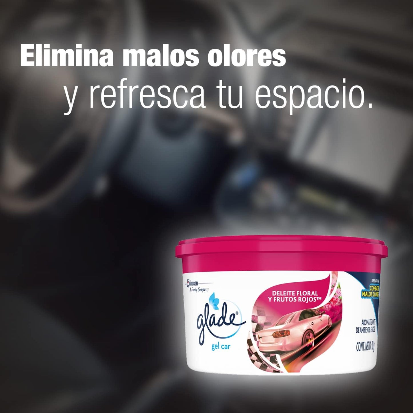 Glade Gel Car Deleite Floral Y Frutos Rojos 70g