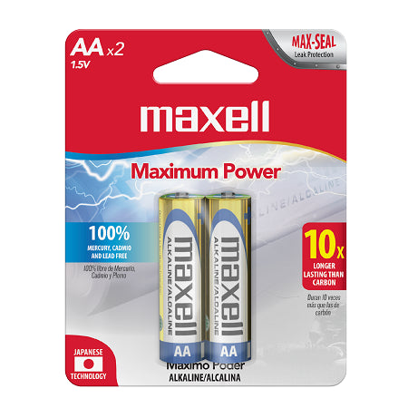 Maxell Batería Alcalina AA - 2 PACK